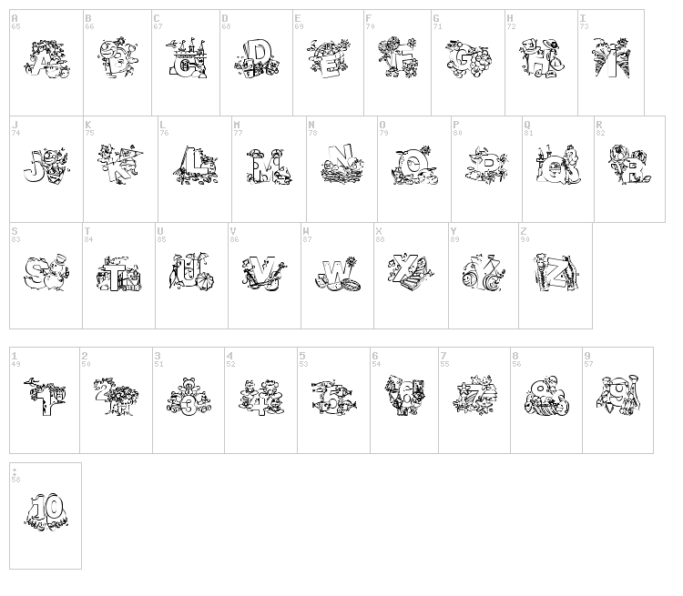 Crayola Kiddy Font font map